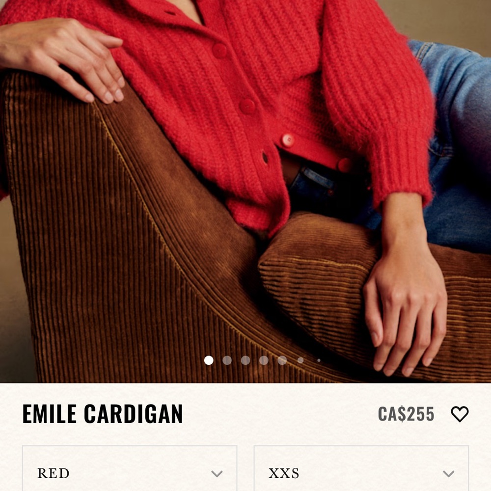 Sezane Vibrant Red Cardigan Sweater xxs - Picture 2 of 2